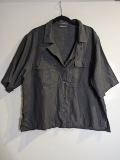Country Road Organic Linen Short Sleeve Shirt Dark Grey Size 14 - Image 8