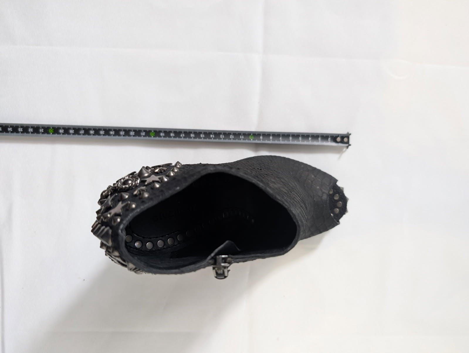 Givenchy Black Snakeskin Embossed Peep Toe Studded Ankle Boots - Image 8