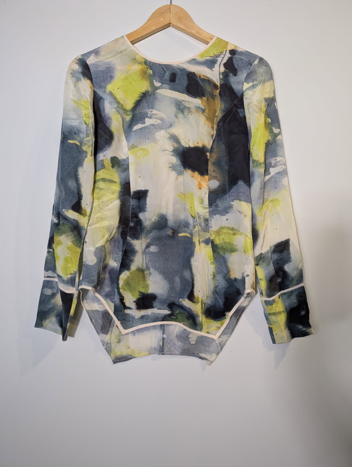 Rachel Gilbert Abstract Print Silk Long Sleeve Bodysuit - Size 1 - Image 8