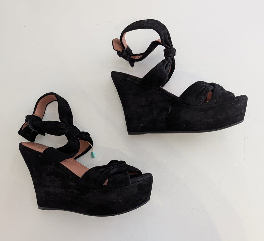Alaïa Black Suede Bow Platform Sandals - EU 38 - Image 8