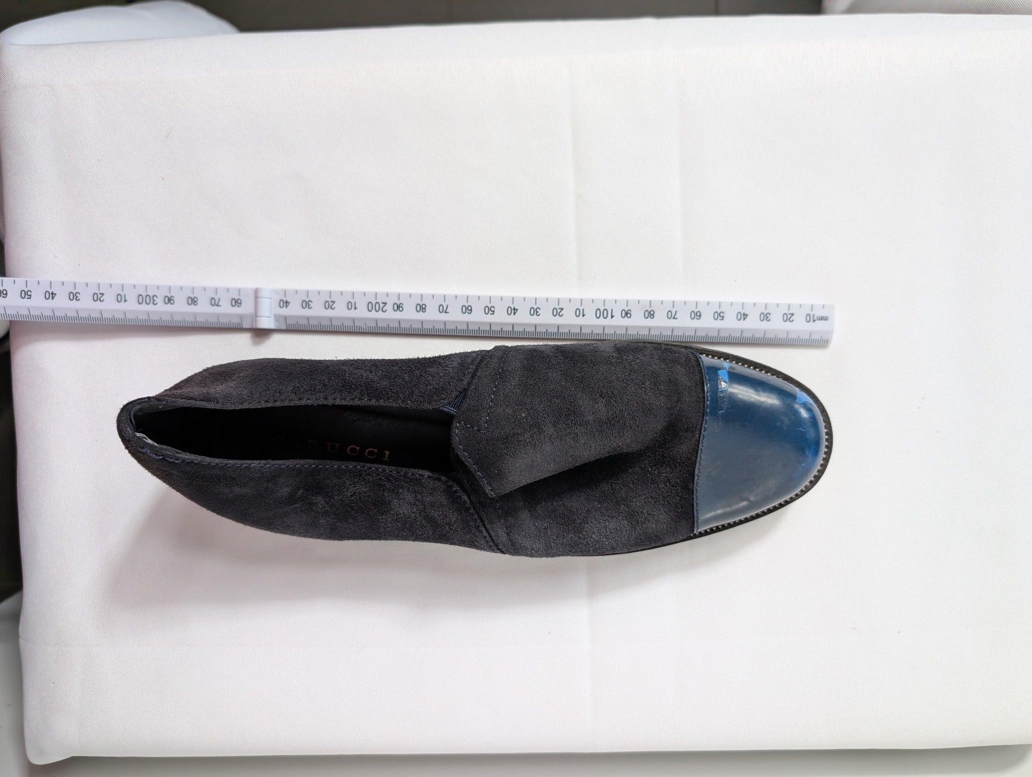 Carucci Roma Suede and Patent Leather Cap-Toe Loafers Black Blue EU 38 - Image 8