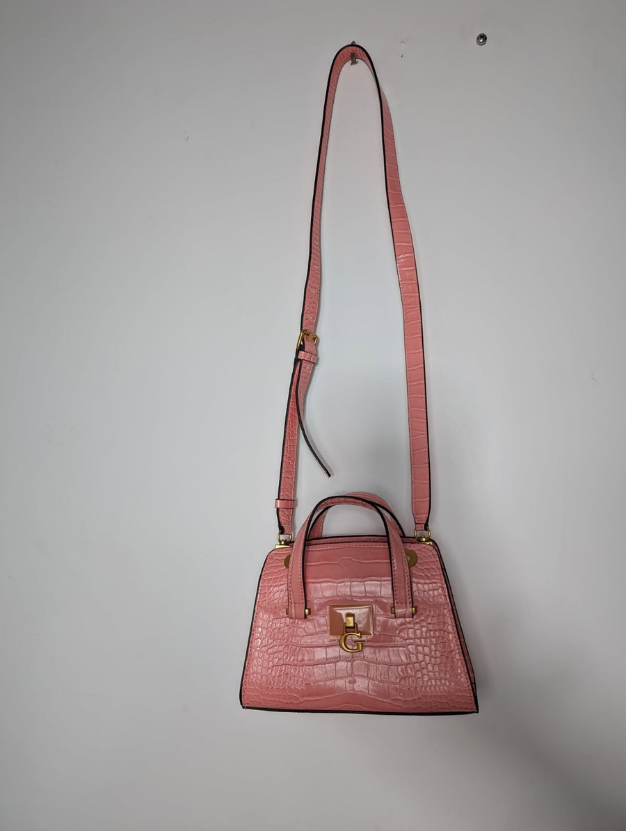 Guess Pink Croc-Embossed Satchel Crossbody Bag - Image 8