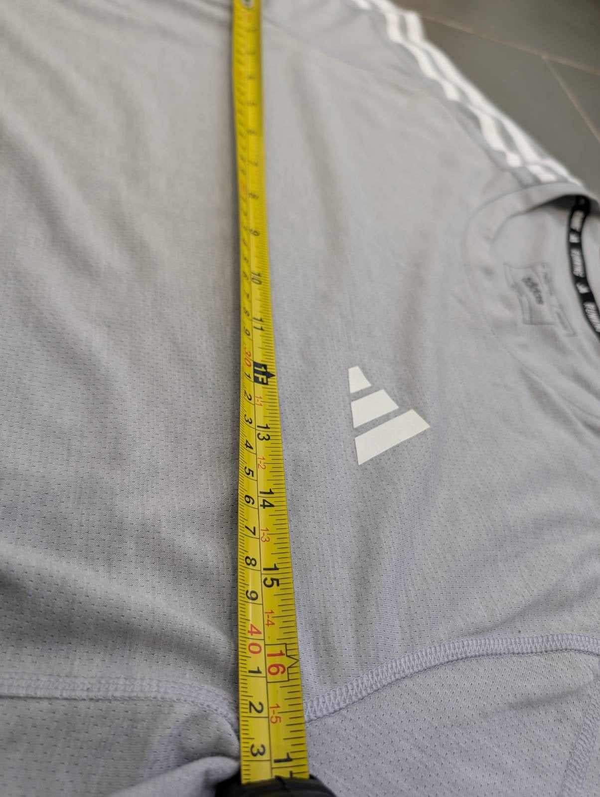 Adidas Own The Run 3-Stripes Tee - Men's Grey Running Shirt Size S - Image 8