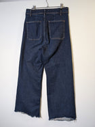 Zara High-Rise Wide-Leg Jeans Dark Wash Patch Pocket Raw Hem EUR 40 - Image 4
