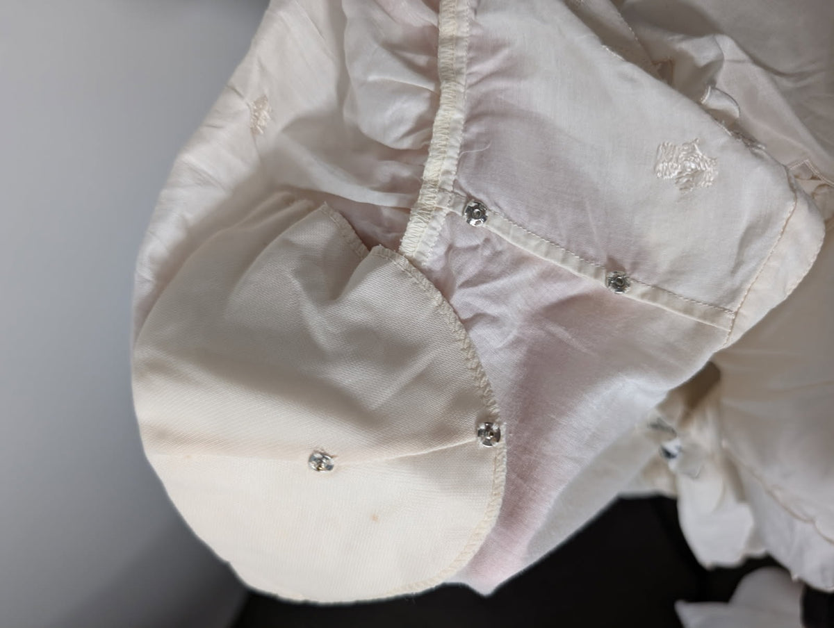 Callore Vintage Floral Embroidered Peplum Blouse Cream - Image 8
