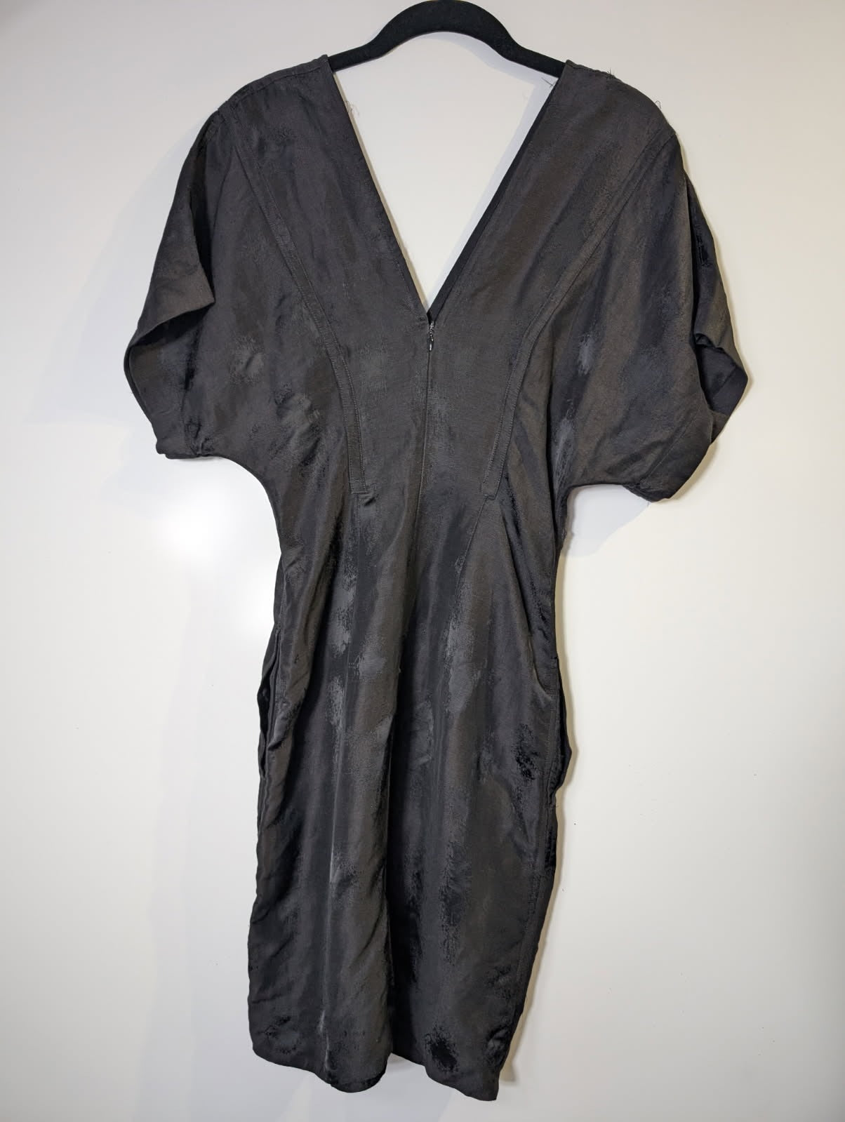 Bassike V-Neck Dress Black Linen Blend Size 0 - Image 8