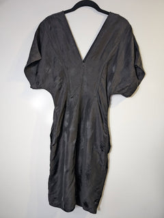 Bassike V-Neck Dress Black Linen Blend Size 0 - Image 8
