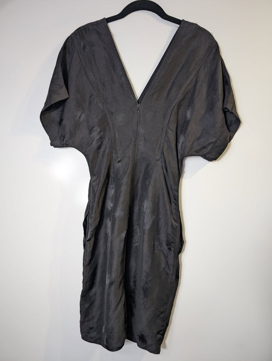 Bassike V-Neck Dress Black Linen Blend Size 0 - Image 8