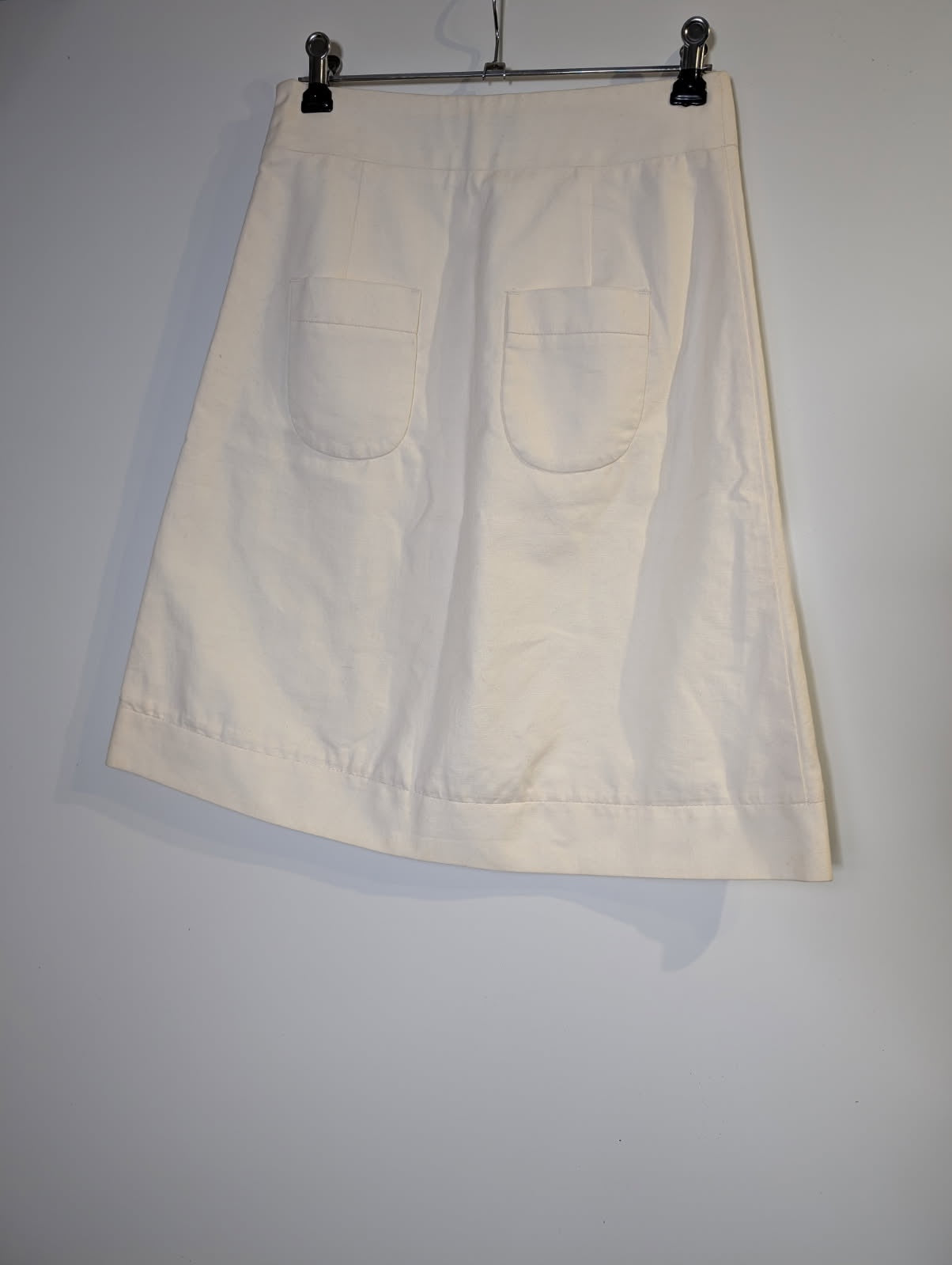 See By Chloé A-Line Skirt Off-White Cotton-Wool Blend EU 38 - Image 4