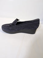 Robert Clergerie Suede Wedge Loafers Navy Perforated EU 38 - Image 8