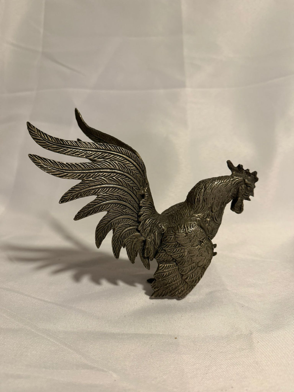 Vintage Fighting Rooster Figurines Silver-Toned Set of 2 - Image 8