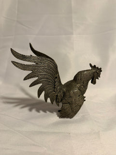 Vintage Fighting Rooster Figurines Silver-Toned Set of 2 - Image 8