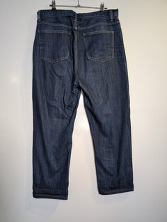 Uniqlo High Rise Straight Leg Jeans Dark Blue 32 inch Waist - Image 5