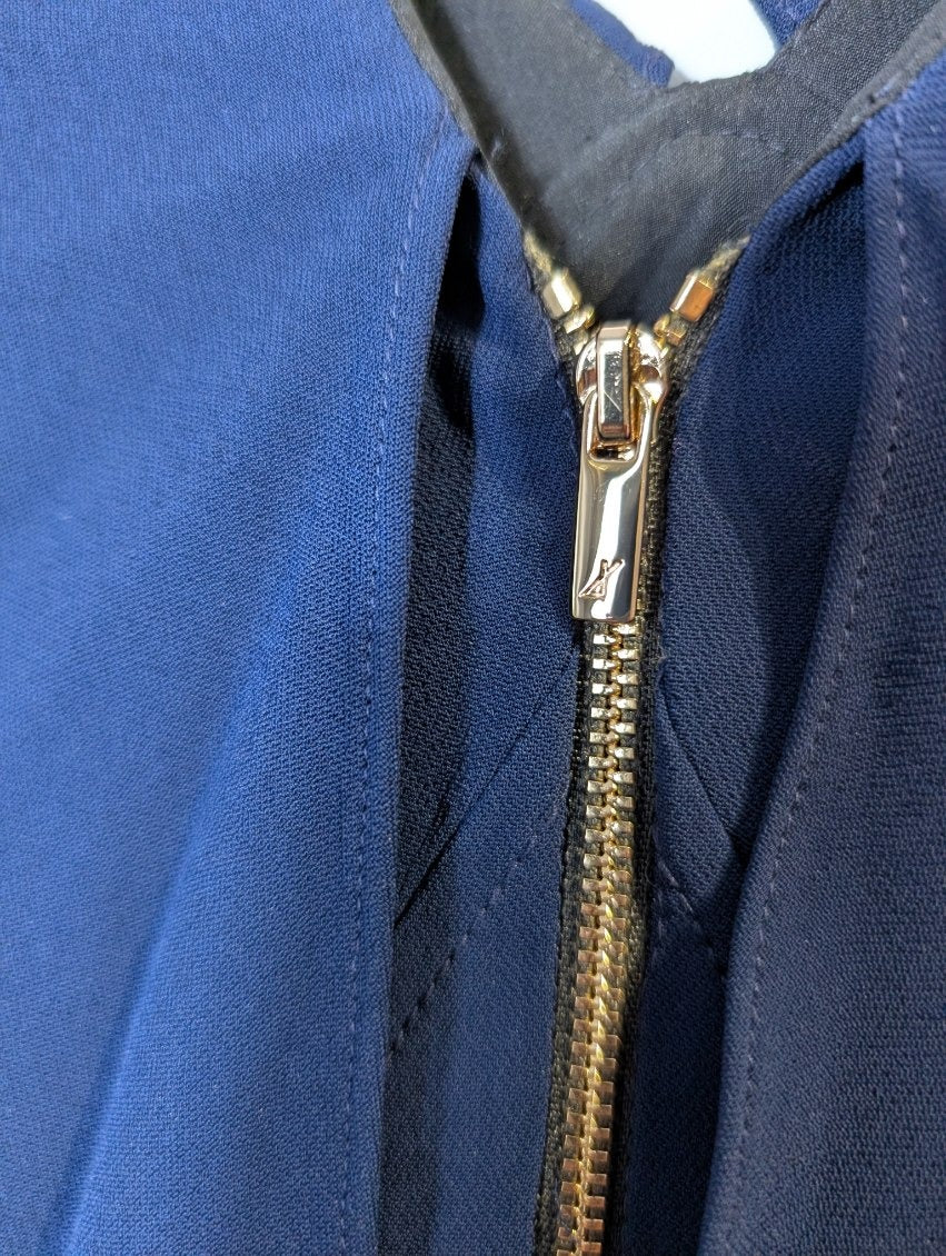 Ginger & Smart Navy Blue Maxi Dress - Elegant V-Neck Cape Detail - Image 8