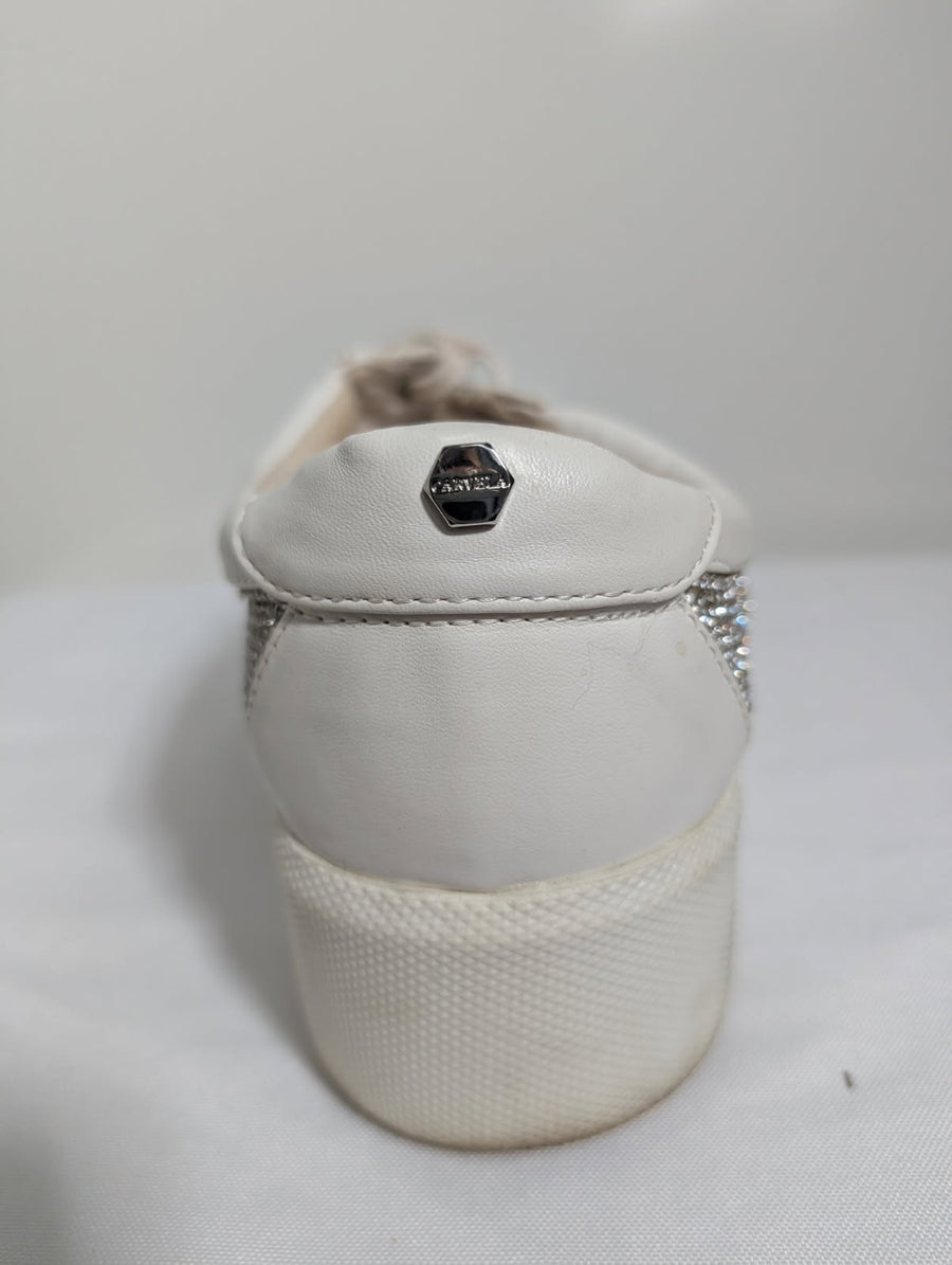 Carvela Kurt Geiger Crystal Embellished Platform Sneakers White - Image 8