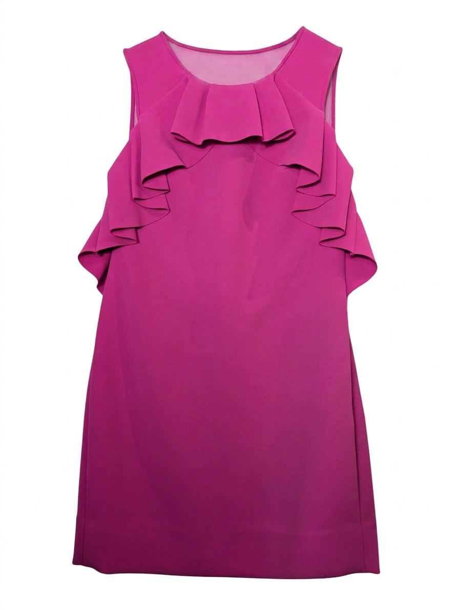Diane von Furstenberg DVF Pink Ruffle Shift Dress - Size 8 - Image 1