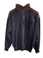 Sovrano Vintage Quarter-Zip Knit Sweater - Pure New Wool with Suede Patches - Image 1