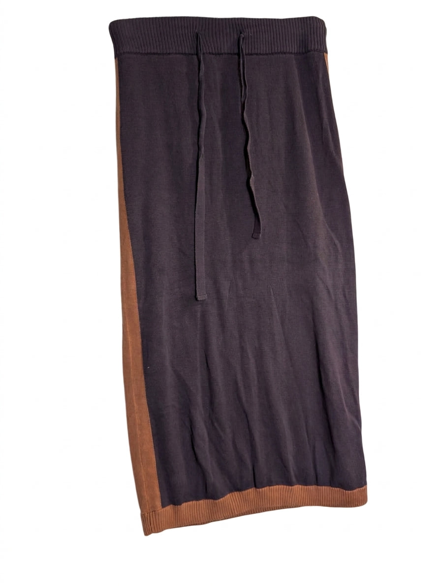 Ceres Life Organic Cotton Knit Midi Skirt Brown & Charcoal Size S - Image 1