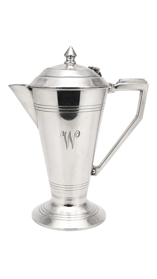 Vintage Art Deco Silver Plated Coffee Pot - Elegant Monogrammed Design - Image 1