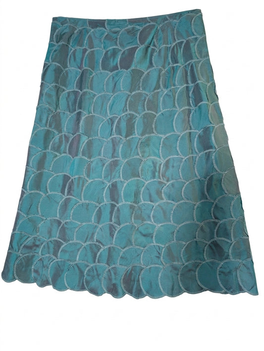 Talbots Iridescent Teal Silk Scalloped Circle Skirt - Image 1