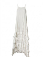 Unbranded White Tiered Fringe Maxi Dress Sleeveless - Image 1