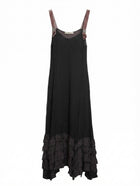 Lee Mathews Silk Chiffon Ruffle Hem Slip Dress Black Size 1 - Image 1