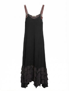 Lee Mathews Silk Chiffon Ruffle Hem Slip Dress Black Size 1 - Image 1
