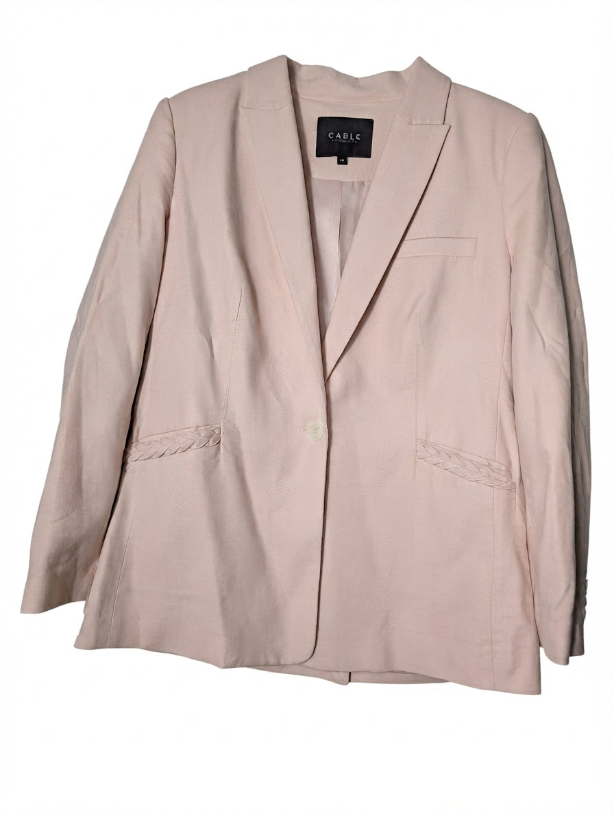 Cable Melbourne Women's Blazer - Pale Pink Braided Pocket Detail - Image 1