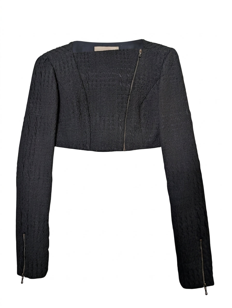 Willow Textured Cropped Biker Jacket - Black Women's Size 8 - Image 1