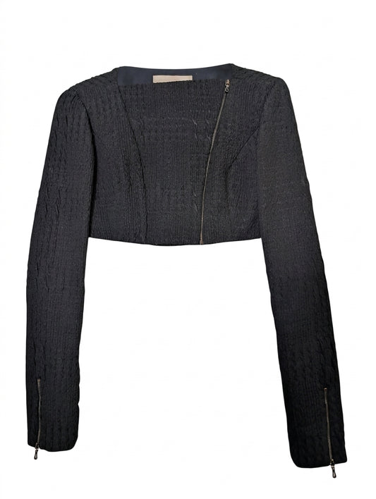 Willow Textured Cropped Biker Jacket - Black Women's Size 8 - Image 1