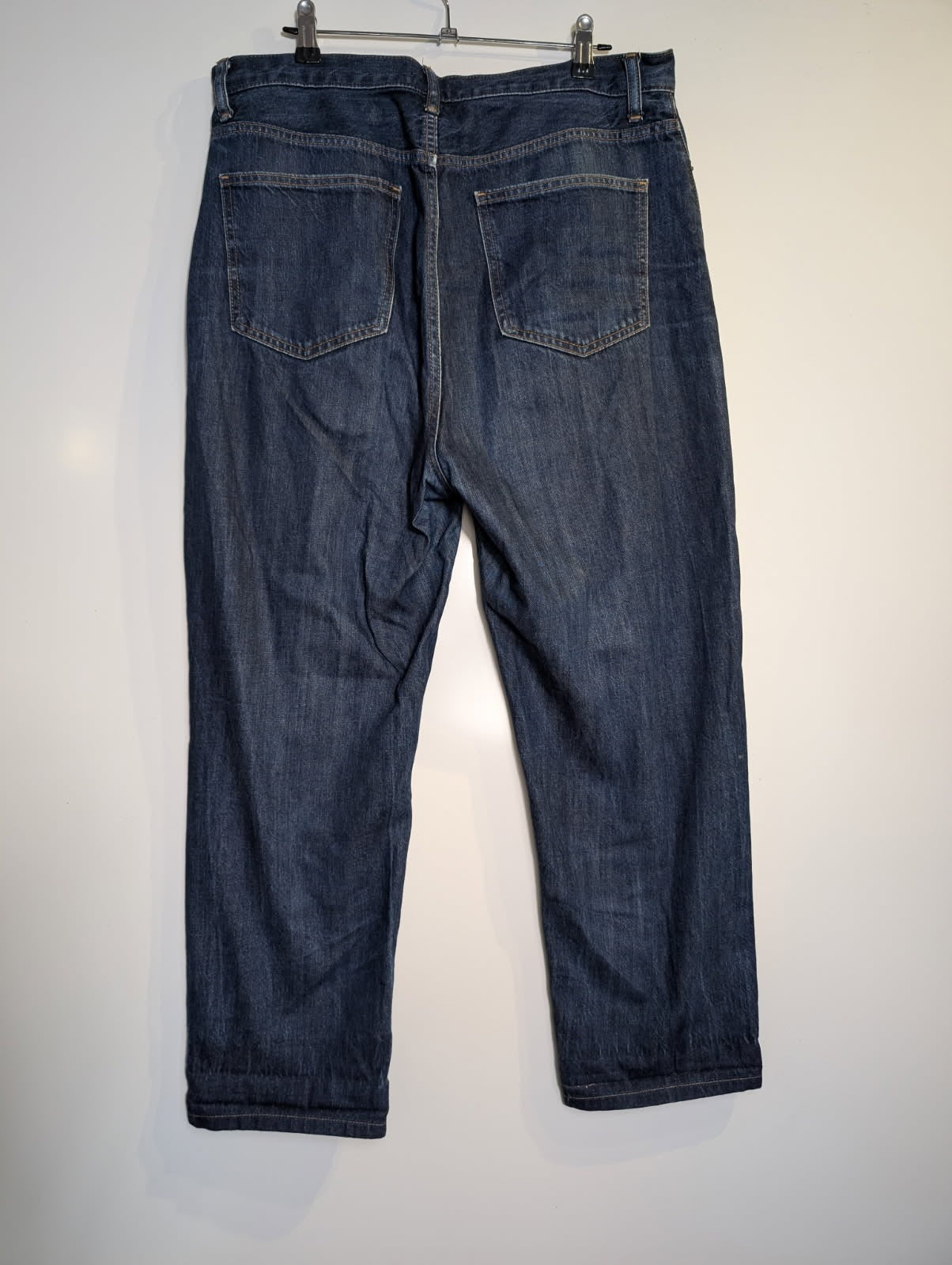 Uniqlo High Rise Straight Leg Jeans Dark Blue 32 inch Waist - Image 5