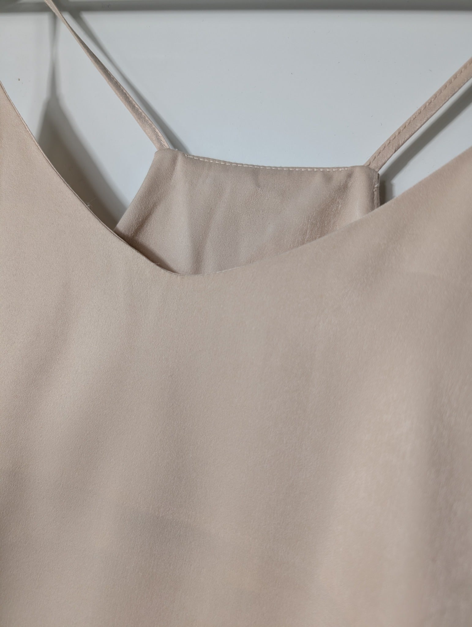 LUCA Satin Spaghetti Strap Cami Tank Top Beige Size M - Image 2
