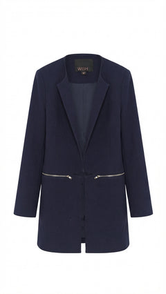 Wish The Label Navy Blue Zipper Detail Blazer Jacket AU 12 - Image 1