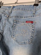 Amber Glow Rhinestone Embellished Light Wash Jeans Women's Size 8 - Image 7
