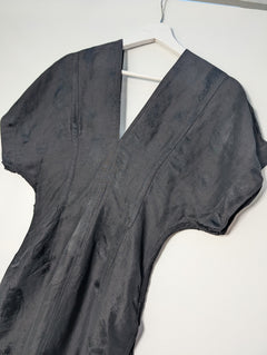 Bassike V-Neck Textured Shift Dress Black Size 0 - Image 3