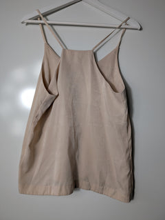 LUCA Satin Spaghetti Strap Cami Tank Top Beige Size M - Image 4