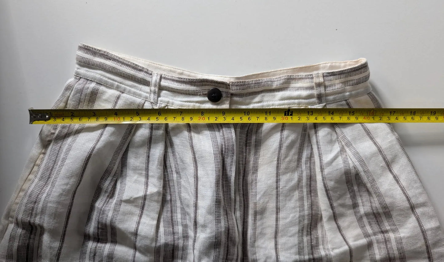 Lee Mathews Women's High-Waisted Striped Linen Shorts - Image 5
