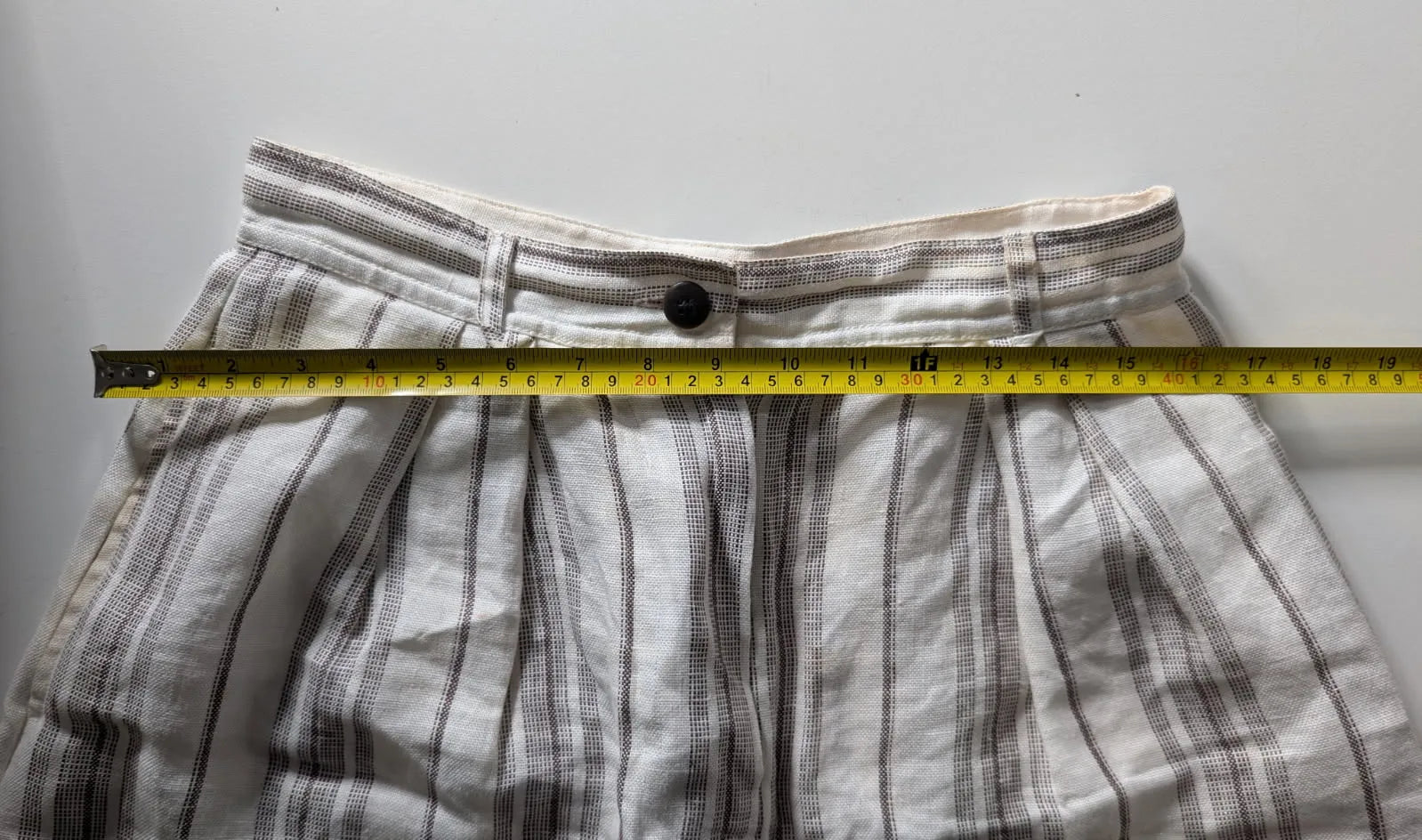 Lee Mathews Women's High-Waisted Striped Linen Shorts - Image 5