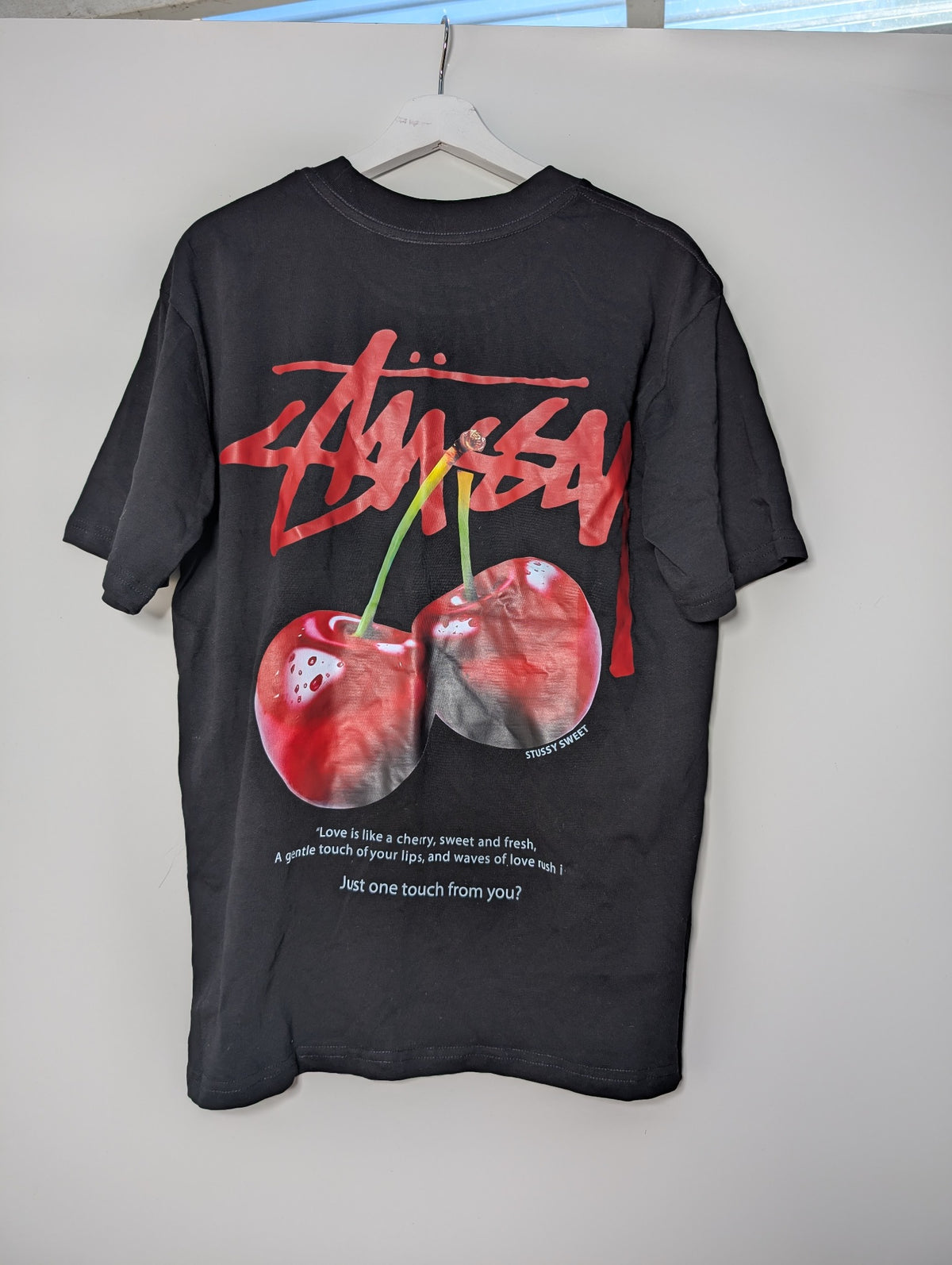 Stussy Cherry Graphic T-Shirt Black Size M - Image 4