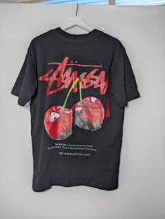 Stussy Cherry Graphic T-Shirt Black Size M - Image 4