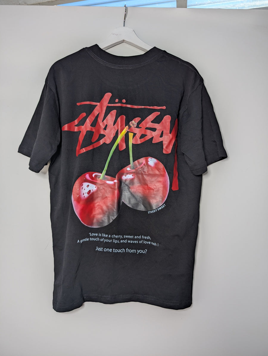 Stussy Cherry Graphic T-Shirt Black Size M - Image 4