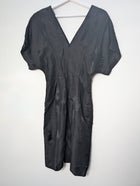 Bassike V-Neck Textured Shift Dress Black Size 0 - Image 4