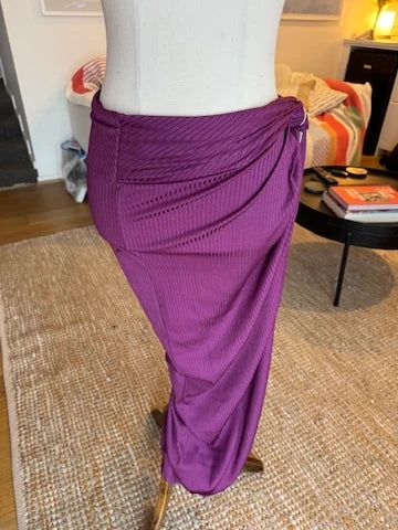 Monday Swimwear Andros Ribbed Sarong Skirt Eggplant - Image 6