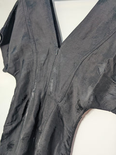 Bassike V-Neck Textured Shift Dress Black Size 0 - Image 5