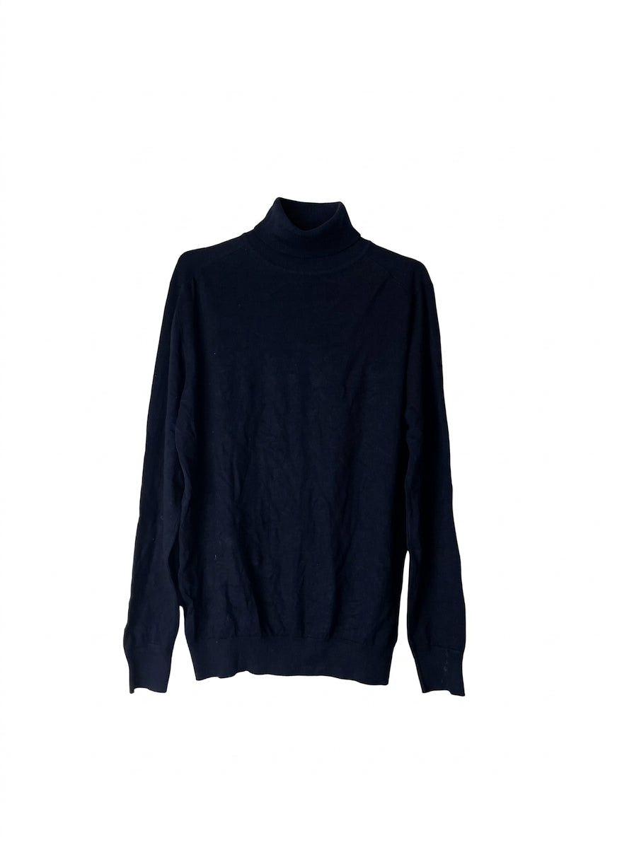 Scotch & Soda Navy Blue Ribbed Turtleneck Sweater - Image 1