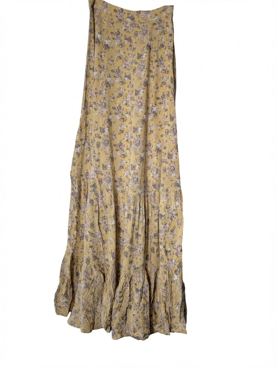 Auguste Floral Tiered Maxi Skirt Yellow AU 4 - Image 1