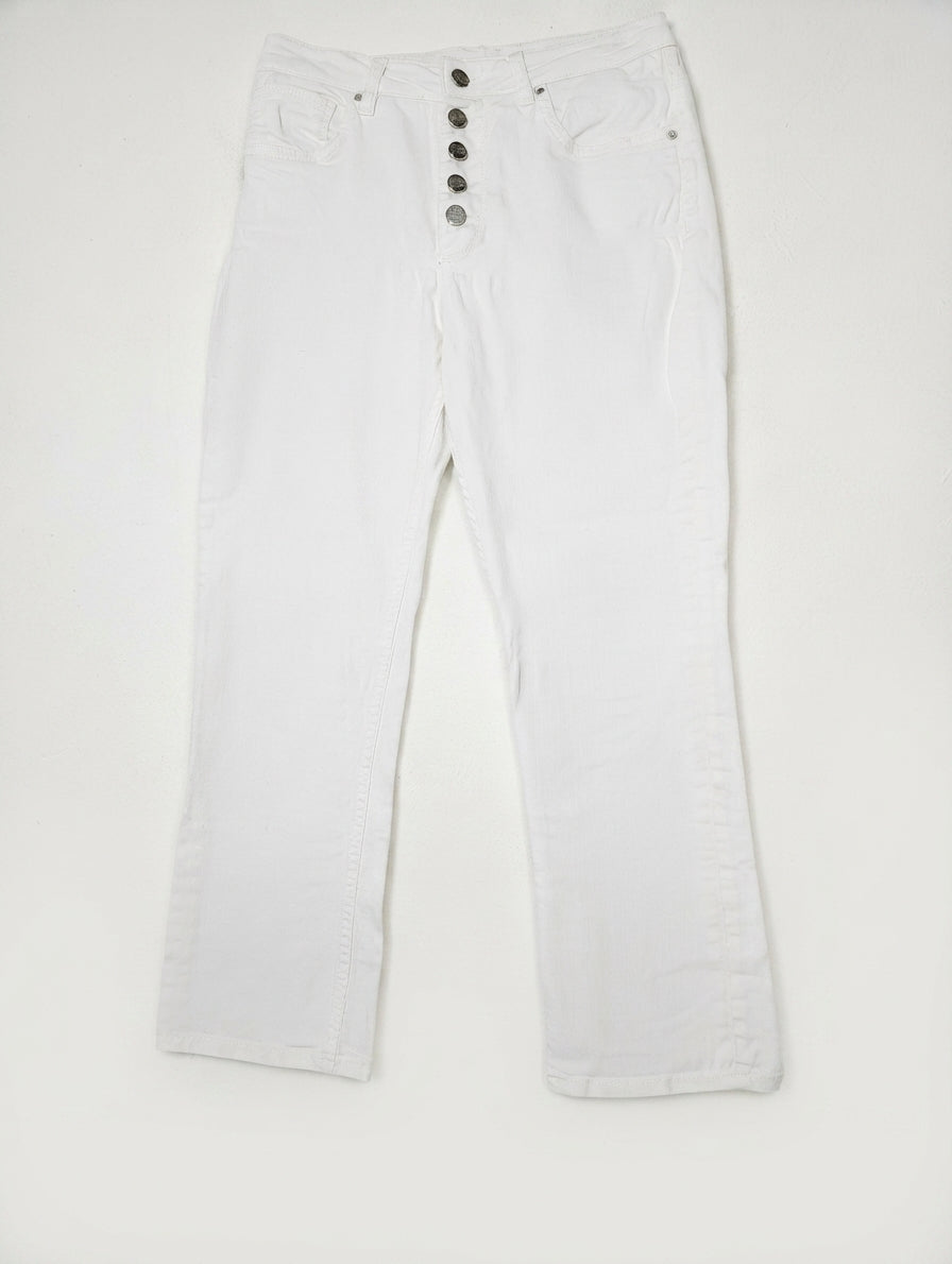 Reiko Paulin High-Waisted Button-Fly Jeans White Size 26 - Image 1