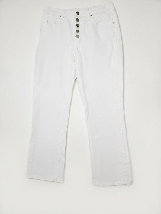 Reiko Paulin High-Waisted Button-Fly Jeans White Size 26 - Image 1