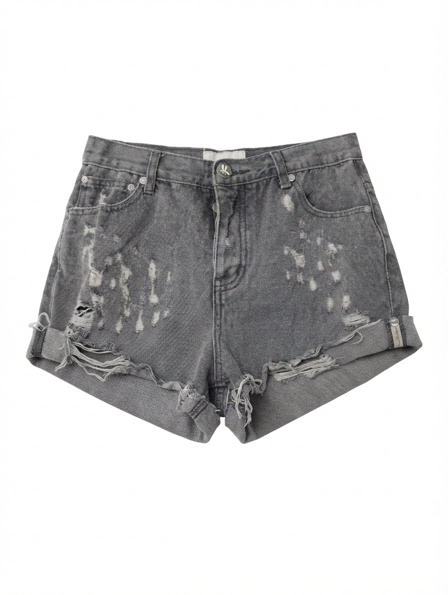 One Teaspoon Hawks Denim Shorts Distressed Grey - Image 1