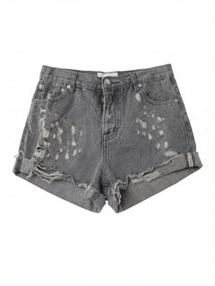 One Teaspoon Hawks Denim Shorts Distressed Grey - Image 1